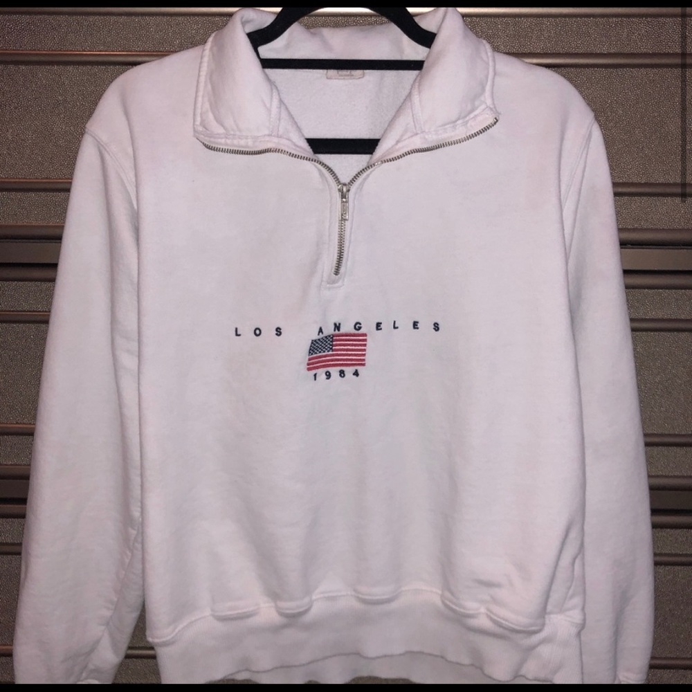 brandy melville white quarter zip sweatshirt